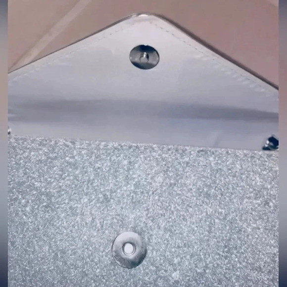 VINTAGE SILVER GLITTER SPARKLE ENVELOPE CLUTCH EVENING BAG - Picture 3 of 6